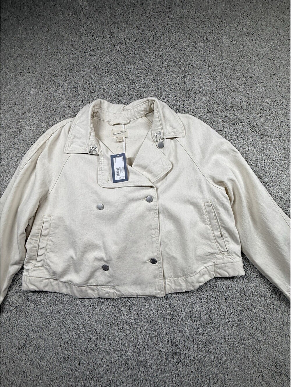 NWT Women Denim Cropped Trench Jacket - Universal Thread Off-White 1X